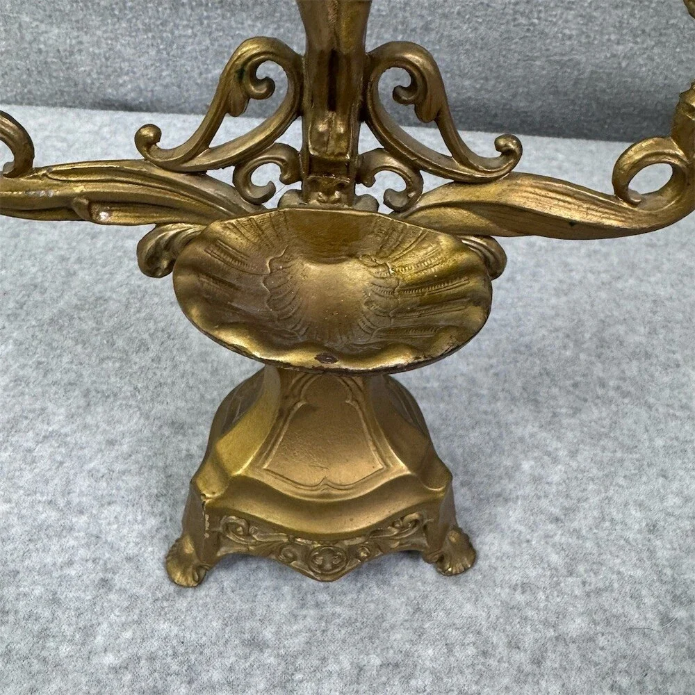 Vintage Crucifix Last Rites Altar Candelabra Double Taper Candle Holder